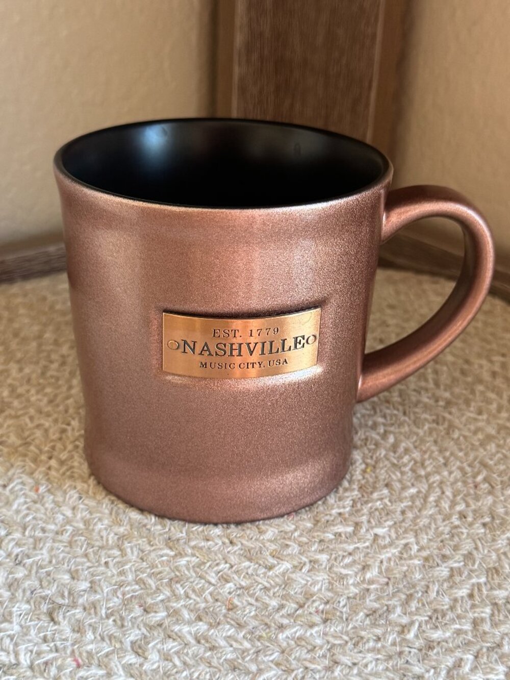 Nashville Music City USA Copper Metallic Coffee Mug Black Interior Souvenir